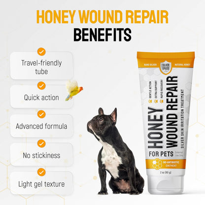 Cat Wound Care Gel for Scratches, Bites, & Irritations – Hot Spot Treatment for Cats & Kittens – Honey Wound Repair Ointment in Gel Form with Colloidal Silver & Honey for Topical Use – 2 Oz Tube