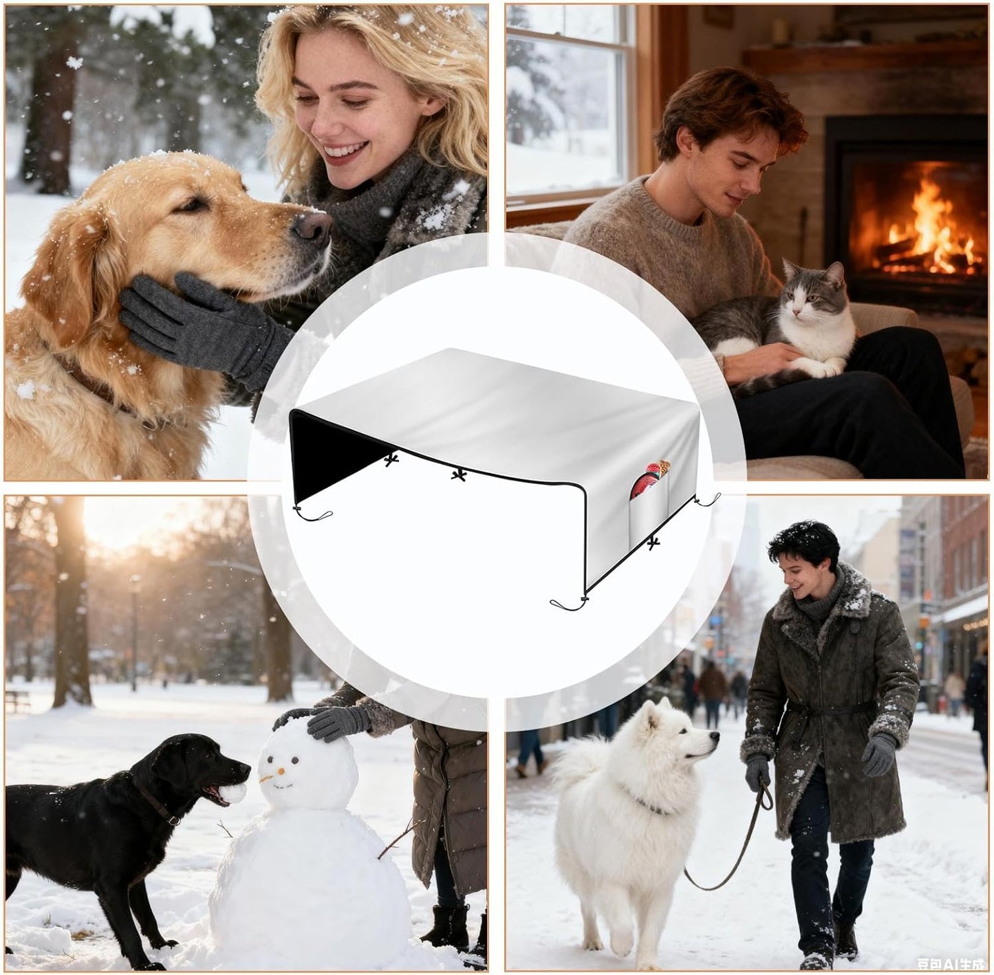 Dog Kennel Cover, 210D Oxford Privacy Enclosure, Sunshade Waterproof Pet Crate, Kennel Accessory Tool, Cover for Patio Picnic Outdoor Camping Backyard Beach Park Family Gathering