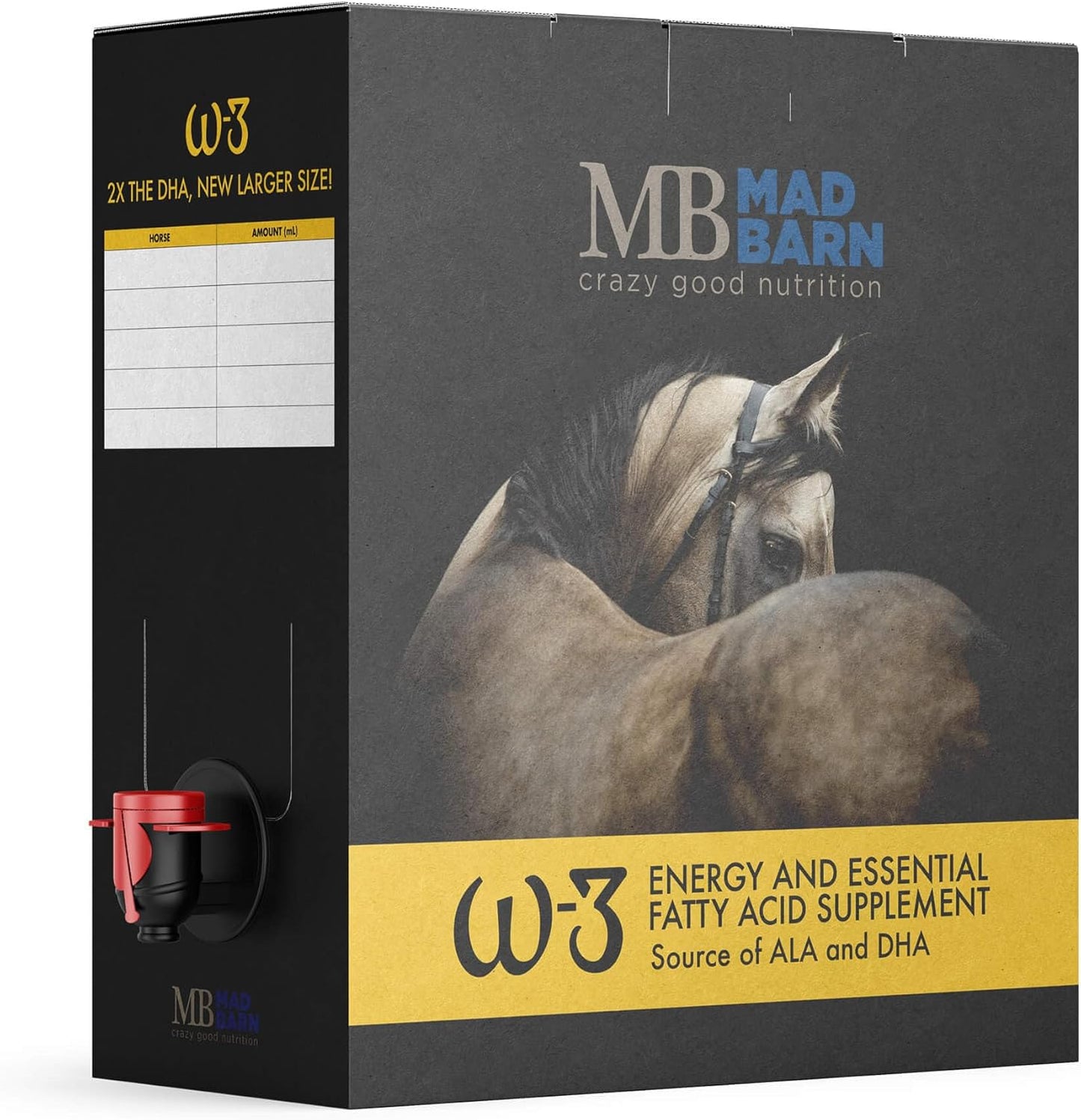 Mad Barn - W-3 Oil 5 L with Omega-3 DHA & Natural Vitamin E | Fat Supplement for Horses | Supports Healthy Skin & Shiny Coat