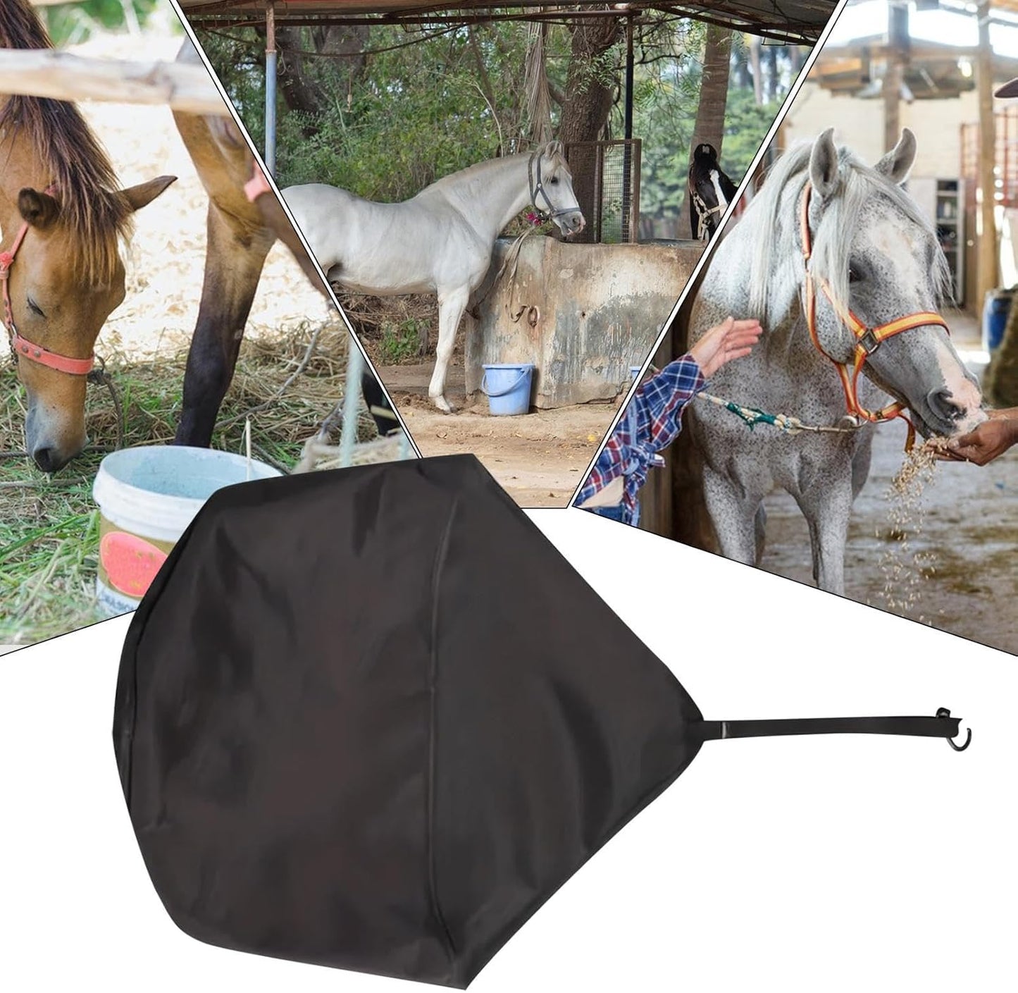 Horse Food Bags, Horse Trailer Bucket Bag 19 Liter | Portable 900D Polyester Cattle Feeder Holder, Cattle Trailer Accessories
