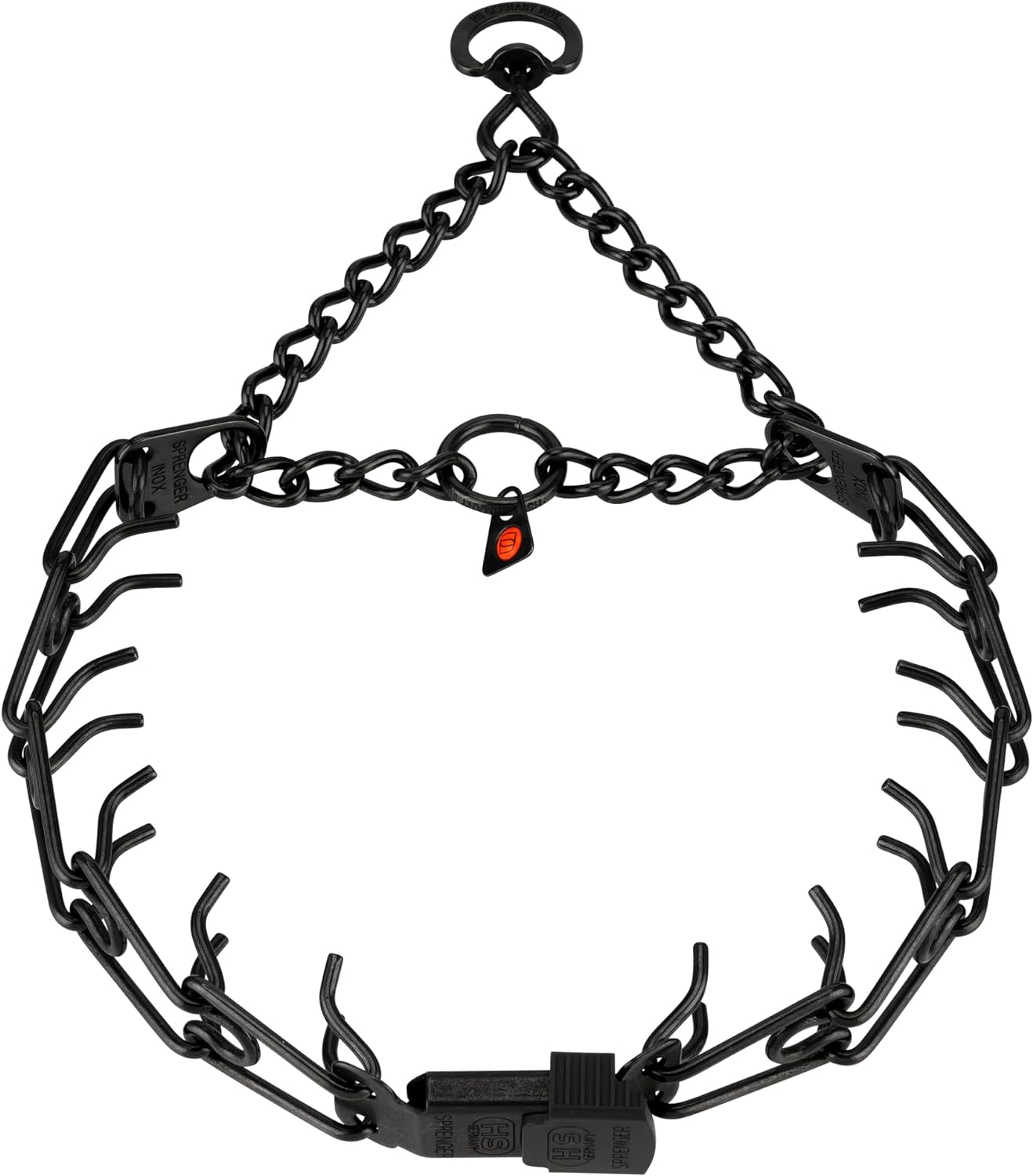 Herm Sprenger Black Stainless Steel Dog Collar with Centered Quick Release ClicLock Buckle Training Pinch Collar for Small Medium Large Dogs Made in Germany (18in x 2.25mm (Neck Size up to 15in))