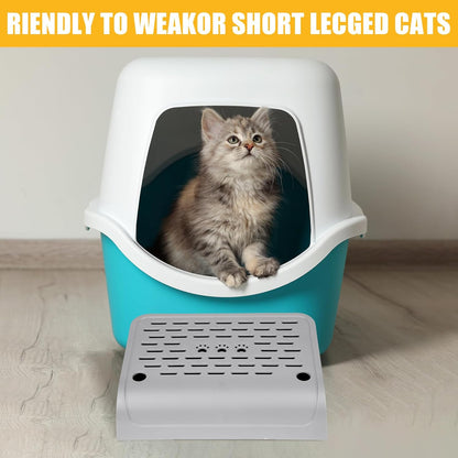 Litter Box Step, Cat Ramp for Litter Robot Automatic Cat Litter Box Self Cleaning Slide with Filter Function, Anti-Litter Tracking Pets Pedal Step Stool Litter Catcher Tray 11.8 x 8.7 x 3.9In(Gray)