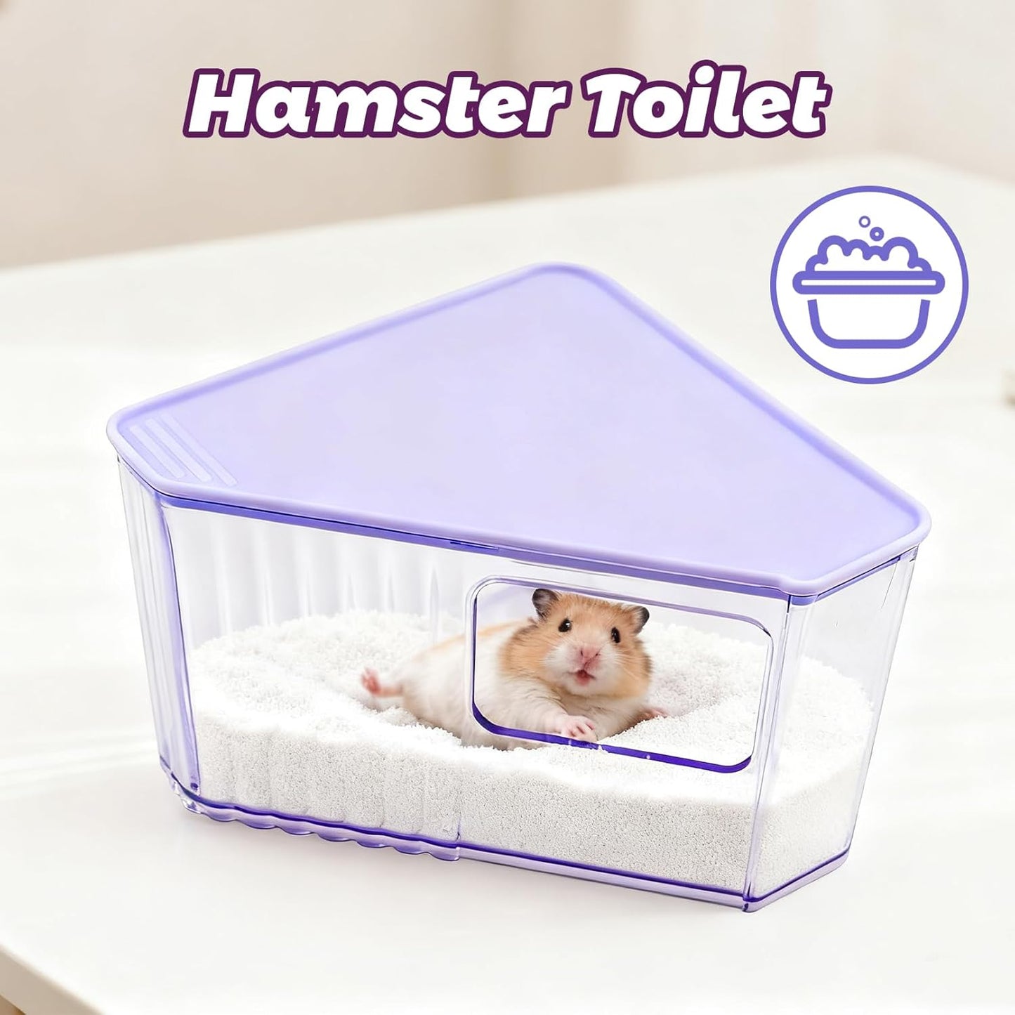 Hamster Toilet Sand Bath Box,Small Animal Bathroom & Digging Room Hamster Sand Bath Container Acrylic Critter's Sand Bath Shower Room Dwarf Syrian Rat Hideaway Gerbil, SyrianHamster,Guinea Pigs