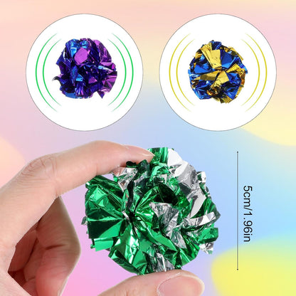 150 Pcs Crinkle Balls Cat Toys, 1.96 Inch Polyester Film Interactive Crinkle Balls, Colorful Chew and Chase Toys, Keep Cats Kittens Fit Active Indoor, Random Color