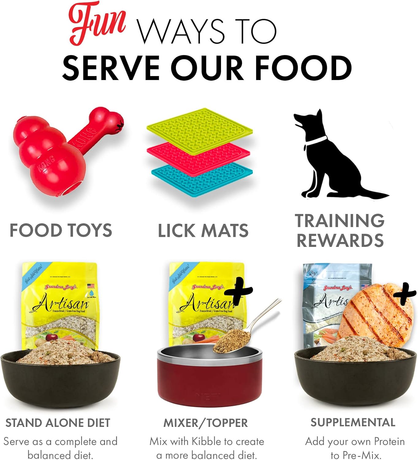 Grandma Lucy's Artisan Dog Food, Grain Free and Freeze-Dried - Artisan Chicken, 10Lb Bag