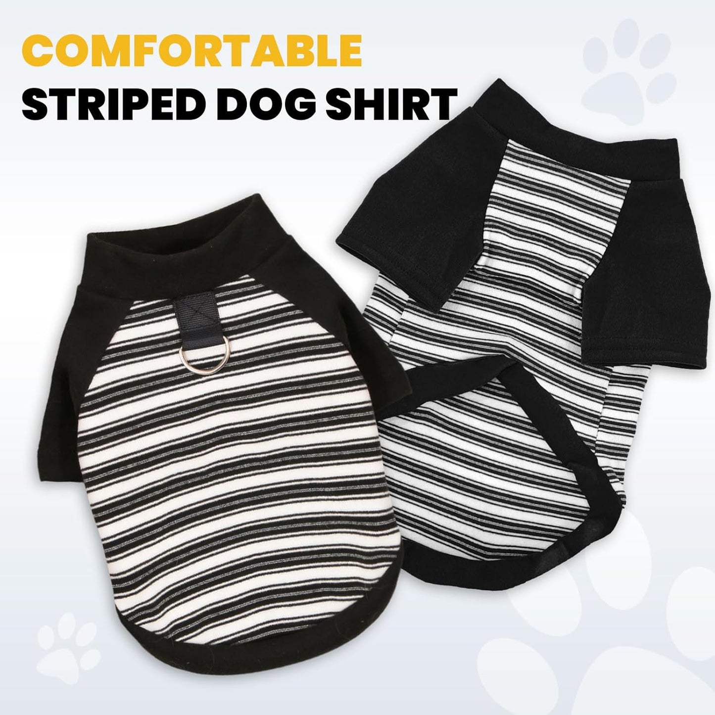 Fleece Dog Sweatshirt with Leash Ring Lightweight Stretchy Dogs T-Shirt Striped Sleeves Pet Clothes Soft Dog Sweaters for Large Dogs Border Collie,Golden Retriever,Doberman（Black,5X-Large）