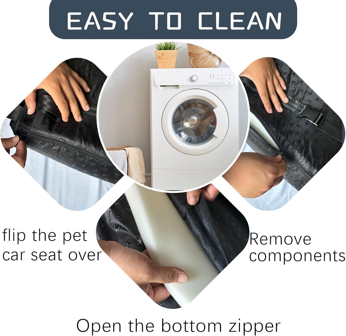 Luxury Dog Booster Seat - Safe & Comfortable Travel Bed, Disassembles for Easy Cleaning, Black, Medium