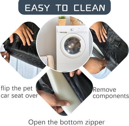 Luxury Dog Booster Seat - Safe & Comfortable Travel Bed, Disassembles for Easy Cleaning, Black, Medium