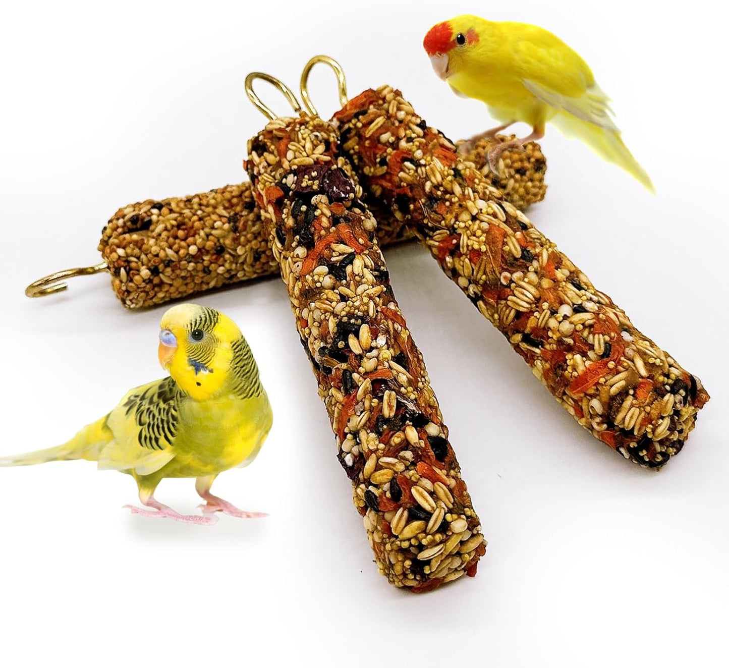 3PCS Parakeet Treat,Natural Parrots Treat Sticks,Vegetable & Grain Style Sticks,Bird Treats for Cockatiel Lovebirds Budgies Canary Finches Myna Conure
