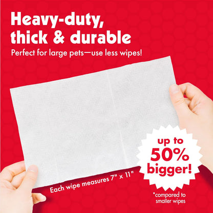 Petkin Pet Wipes for Dogs and Cats, 100 Large Wipes - Removes Dirt & Odor Like Washing Hands - Cleans Ears, Face, Butt, Eye Area - Convenient, Ideal for Home or Travel - 1 Pack of 100 Wipes