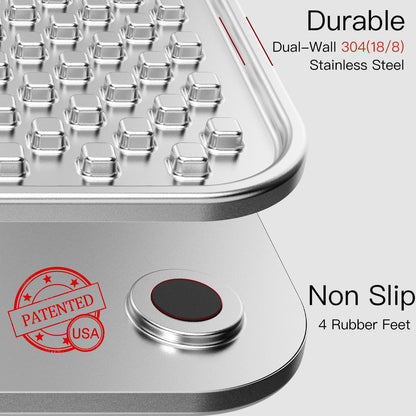 Double Layer Stainless Steel Lick Mat for Dogs & Cats, Chew-Proof & Non-Slip, Anxiety Relief, Whisker Friendly, Dishwasher-Safe Slow Feeder Pad[2Pack]