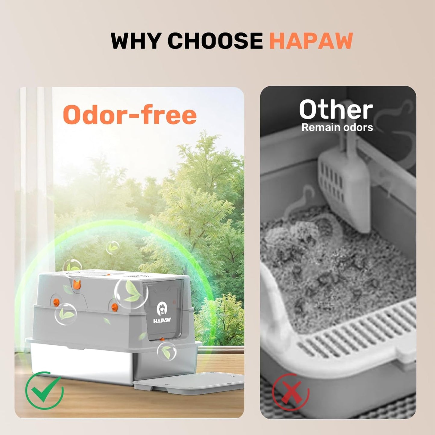 Stainless Steel Litter Box with Lid, Anti-Leakage Enclosed Metal Litter Box, Flip-Top Extra Large Kitty Litter Pan with Scoop & Pedal, Odor Free, Front & Top Dual Entry, Light Gray