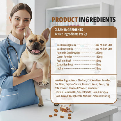 Anal Gland Soft Chews for Dogs Treats with Pumpkin, Fiber & Probiotics - Supports Scooting, Stool Quality & Gut Digestive Health - Chicken Flavor, 90 Count