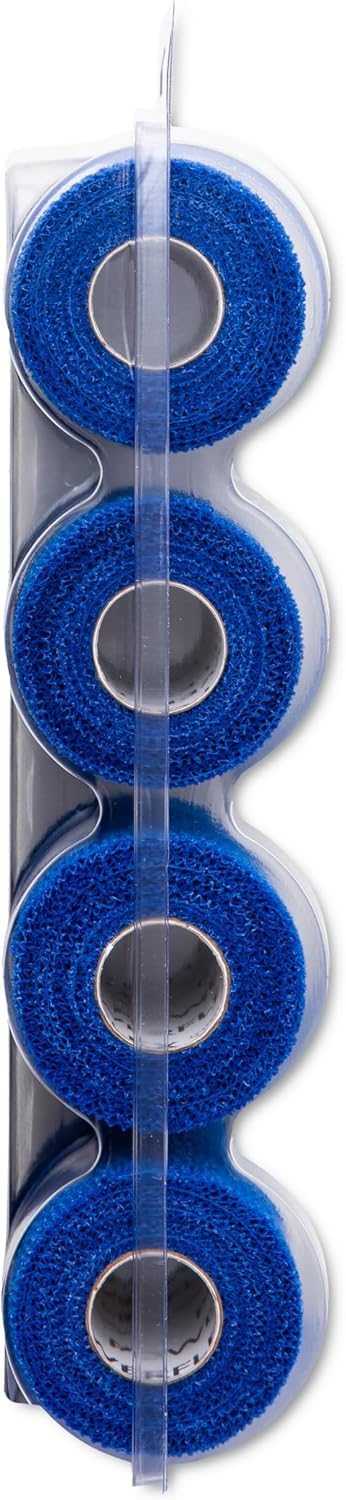 PowerFlex Equine – Extra Strong Self-Adhering Bandage Wrap – Wound Care, Compression & Support Bandage for Horses, Cows & Dogs – Blue, 4 inch, 4 Rolls (Resealable Case)