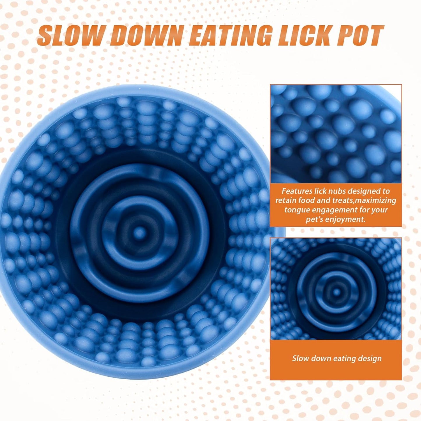 Dog Slow Feeder Bowl, Non-Slip Slow Dog Eating Bowl, Silicone Anti-Choking Treat Dispenser, Easy to Clean & Durable Pet Dish (Small, Dark Blue)