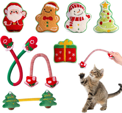 Retro Shaw Christmas Catnip Toys, Kitty Xmas Bundle Cat Toys 8PCS