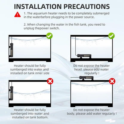 FREESEA Aquarium Heater for Fish Tank: 100W Small Submersible Thermostat with Off-Water Protection & UL Certified Cord for 10-20 Gallon Fish Turtle Tanks Enthusiasts