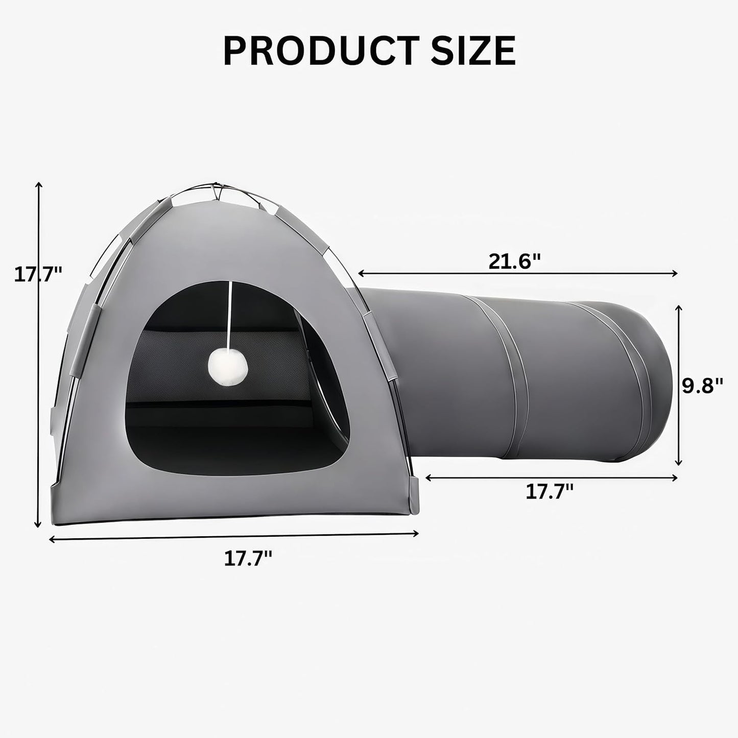 AIXINPET Cat Tent Tunnel, Collapsible Cat Play House with Tunnel for Kittens and Small Pets,with Toy Balls, Anti-Scratch Fabric,Cat Tunnel Bed & Cats Bed Cave for Indoor and Outdoor Cats (Gray)
