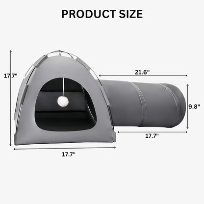 AIXINPET Cat Tent Tunnel, Collapsible Cat Play House with Tunnel for Kittens and Small Pets,with Toy Balls, Anti-Scratch Fabric,Cat Tunnel Bed & Cats Bed Cave for Indoor and Outdoor Cats (Gray)
