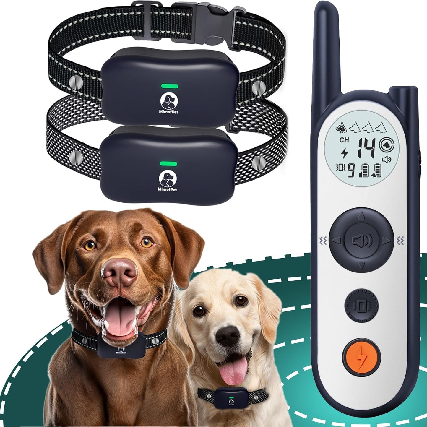 MIMOFPET Wireless Dog Fence System for 2 Dogs - Up to 3500ft Adjustable Electric Fence,Waterproof Training Collar Rechargeable,Pet Containment System for Large Medium Dogs