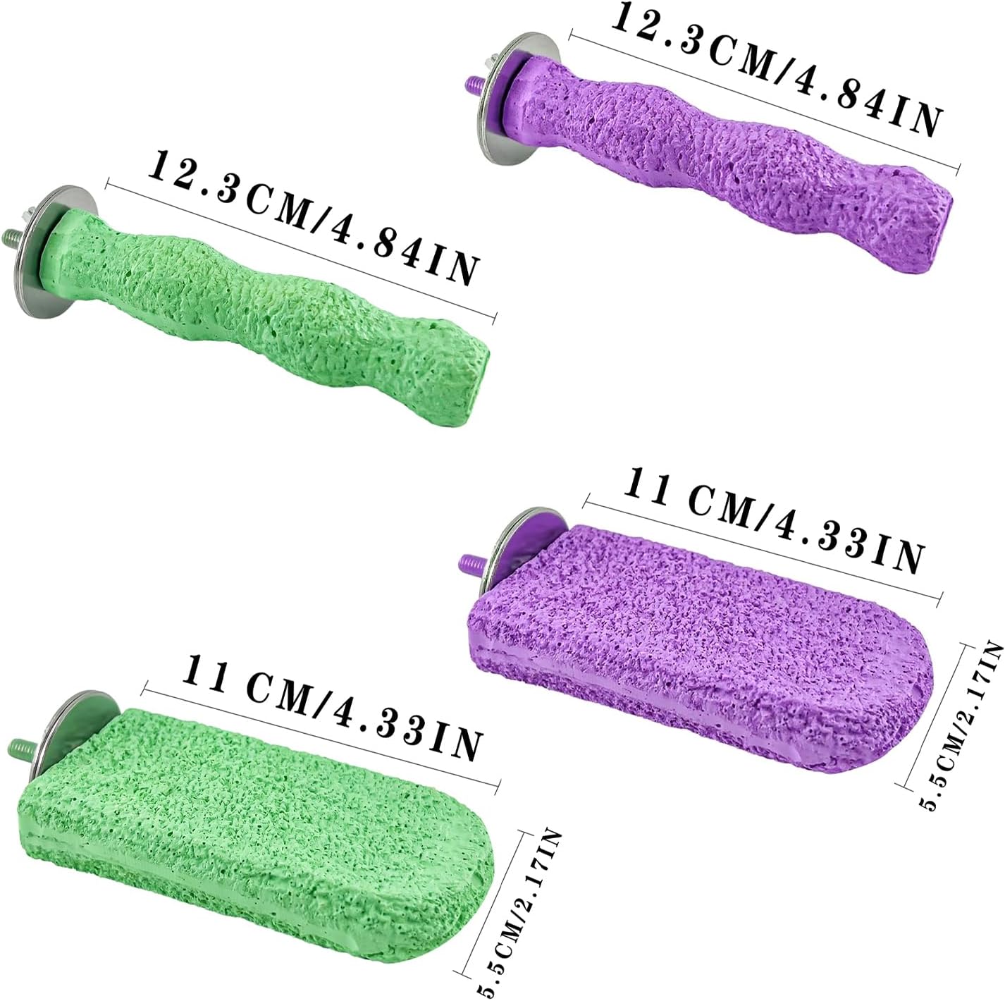 4PCS Bird Beak Grinding Stones, Parrot Perch, Non-Slip Claw Trimmer Chew Toys for Cockatiels, Budgies, Conures, Parakeets, and Other Small to Medium Parrots