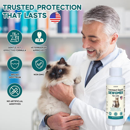lvermect Liquid for Cats, Dewomax Liquid Formula for Cat | Broad Spectrum Support | Promotes Digestive Comfort & Daily Balance | Gentle & Easy-to-Feed | 100 ml (3.5 oz)
