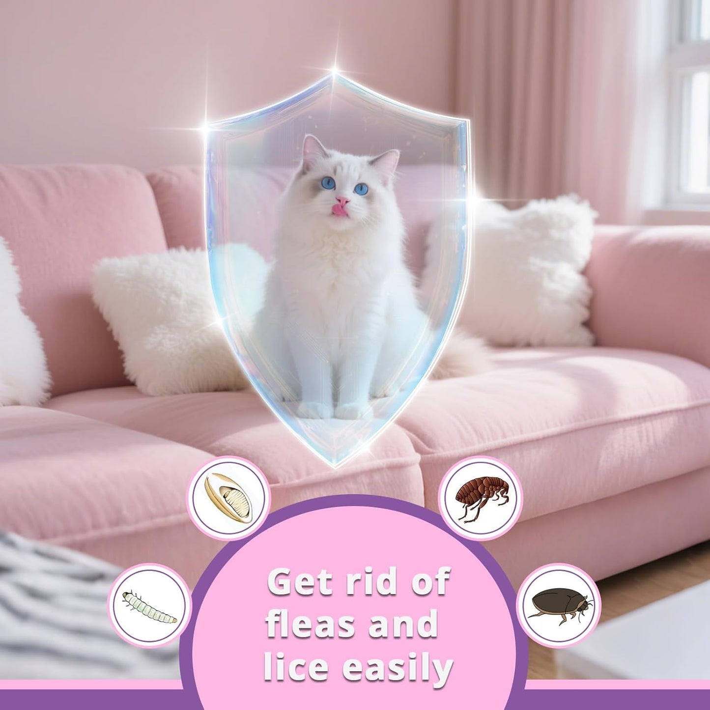 Flea Comb for Dogs and Cats - Lice Comb with Rubber Handle - Promotes Hair Growth and Removes Loose Hair, Knots, and Flakes Flea Brush for Pets(3P,PINK)