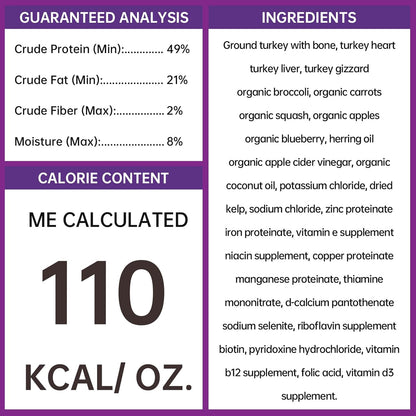 PURPOSE Freeze Dried Raw Dog Food, Grain Free Dry Dog Food, Complete Balanced Meal or Topper, Protein Rich Entree for All Breeds and Life Stages, Turkey & Veggie Recipe, 14 oz, USA Made
