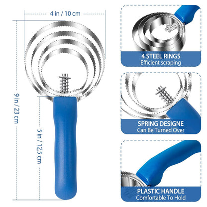 2 Pack 4 Rings Double Sided Curry Comb, Stainless Steel Curry Comb with Soft Touch Grip