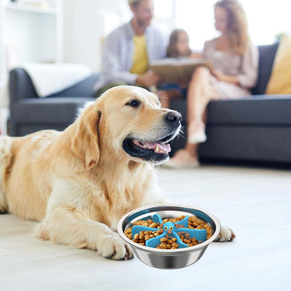 Slow Feeder Insert for Dog Bowl,Silicone Pet Food Slow Feeder(Cuttable),with Suction Cups for Large Breed and Medium Small Size Compatible with Regular Elevated Metal Glass Bowl