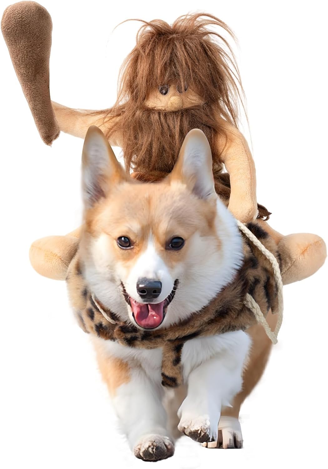 DELIFUR Dog Halloween Costume Funny Dog Cowboy Riding Costume Pet Costume Cat Suit Cowboy Rider Style for Small Medium Large Dogs (Primitive Man, Small)