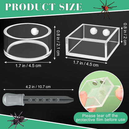 Windspeed 2+1P 1.8 in Mini Jumping Spider Feeding Dish Magnet Tarantula Water Bowl for Spider Feeder Water Dish for Tarantula Tank Enclosure Accessories, with A Dropper