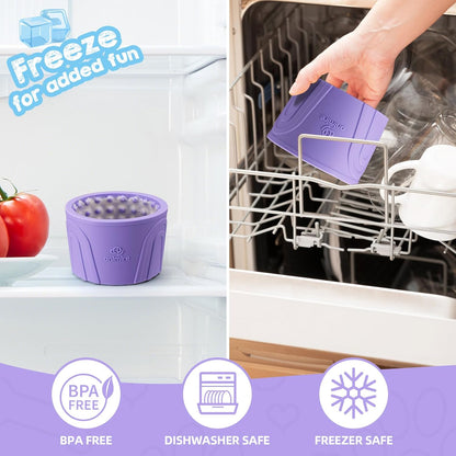 Dog Slow Feeder Lick Bowl, Anxiety Relief Dog Licking Mat Treat Dispenser, Non-Slip Anti-Choking Slow Eating Lick Bowl for Small Medium and Large Breed Dogs, BPA Free Silicone(Purple,S)