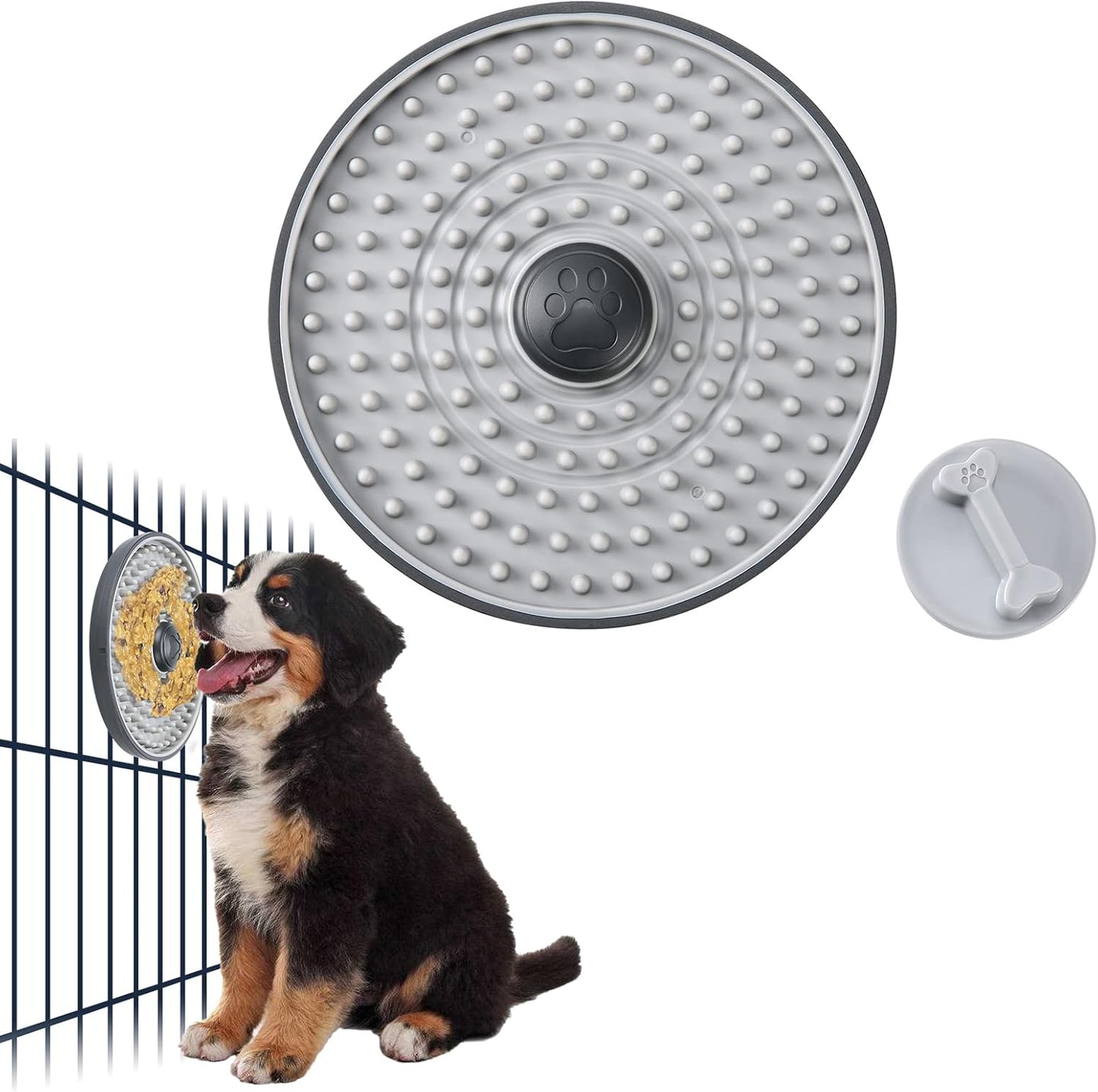 Avont Lick Mat for Dogs Cats, Cat Dog Crate Lick Mat Slow Feeder for Wet Food, Peanut Butter Lick Pad, Soothing Calming Licking Mat for Kennel Crate Training Grooming -Grey