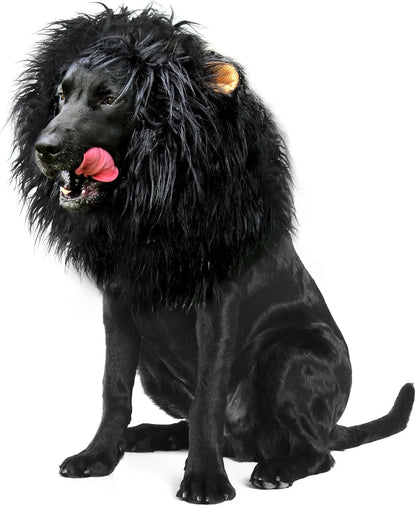 Onmygogo Lion Mane Wig for Dogs with Ears, Funny Pet Costumes for Halloween Christmas