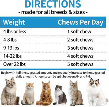 Flea and Tick Prevention for Cats Chewables 230 Soft Treats - Flea and Tick Chews Supplement, Vet Recommended Supplement Chews, Skin & Coat Support for Cats, Kitten, All Breeds & Sizes