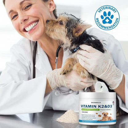 Vitamin K2 & D3 Supplement for Dogs – 60g | Vitamin Complex Supports Strong Bones, Cardiovascular Health, & Immune Function | Vitamins K for Dogs, Vitamins K1 & K2 (MK4 & MK7) + Vitamins D3