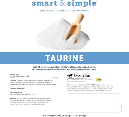 Smart & Simple Taurine Powder | Horse Supplements | 14,200 mg of Taurine for Horses | Supports Muscles External and Internal Structure | Supports a Calm Demeanor | 156 Servings | 5 lb
