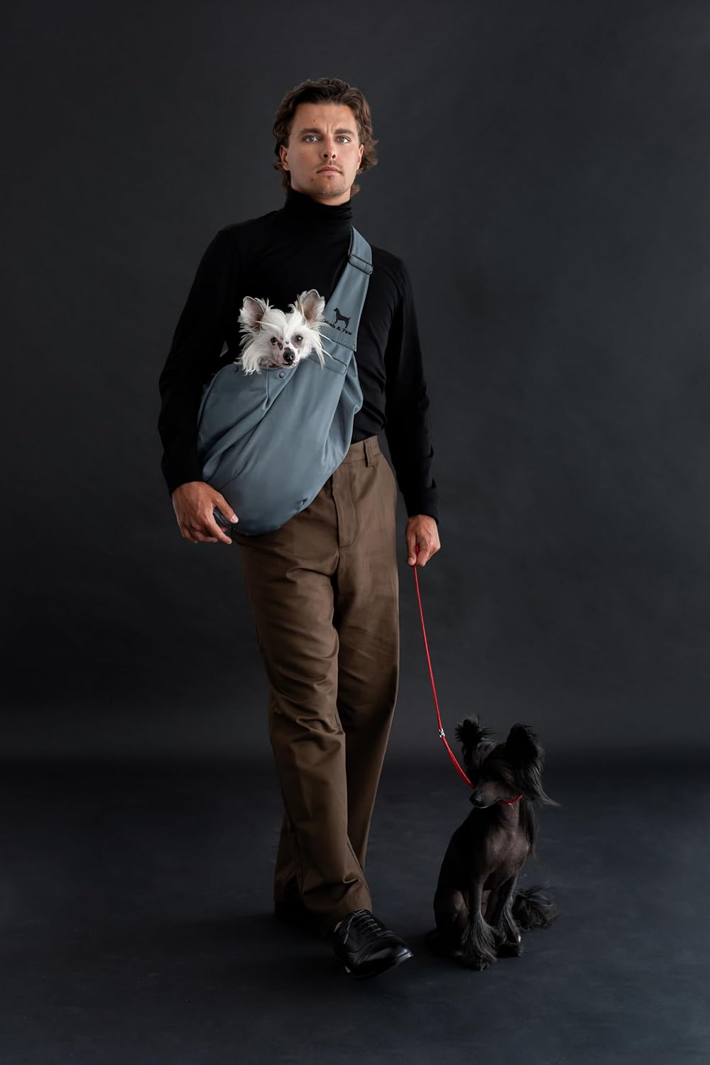 Noah & Paw Dog Sling Carrier for Small Dogs 5-18lb, Dog Sling for Small Dogs and Cats, Dog Carrier with Adjustable Padded Strap, Premium Twill, Lined with Fur, Double Safety Feature, Machine Washable