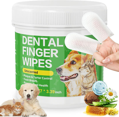 60 Pcs Dog Ear Cleaner Wipes, Dog Teeth Cleaning Wipes for Dogs & Cats, For Cleaning, Soothing, Deodorizing Itchy Ears, Remove Bad Breath & Plaque & Tartar, Pet Health Supplies for Small Animal