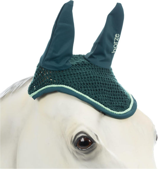 HORZE Pegasus Pony Ear Net - Dark Sea Green - Pony