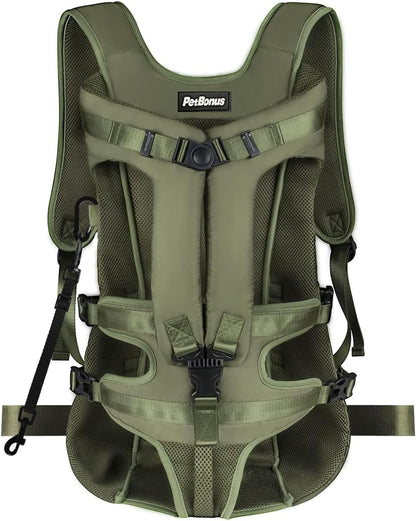 PetBonus Pet Front Dog Carrier Backpacks, Adjustable Pet Backpack, Legs Out Easy-fit Puppy Chest Carrier for Medium Small Dogs, Hands Free for Hiking, Cycling (Army Green, XL)