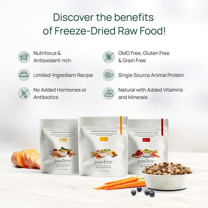 pawTree Bundle for Dogs & Cats – Freeze-Dried Raw Food (.5 lbs, Turkey) & Gastro Pro Plus (30 ct) – Complete Nutrition & Digestive Support