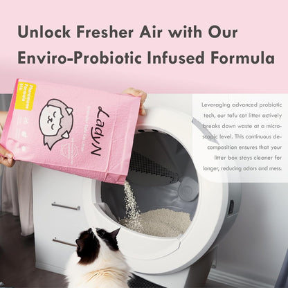 New Cat Home Set – Attractant Granular Tofu Cat Litter 9lb (Mini-Pellet) & Non-Stick Spray for Automatic Boxes | Strong Clumping, Low Dust, Easy Cleanup