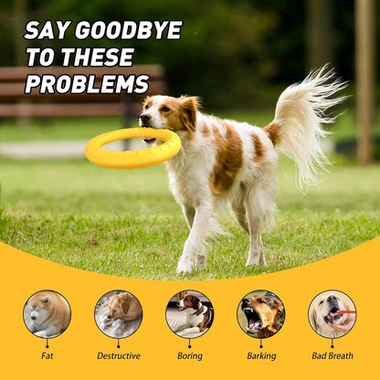 WishLotus Dog Ring Toy and Flying Disc, Interactive Floating Dog Toys Set for Outdoor, Training and Teeth Cleaning Chewers Fetch Toys for Large Dogs (Yellow)