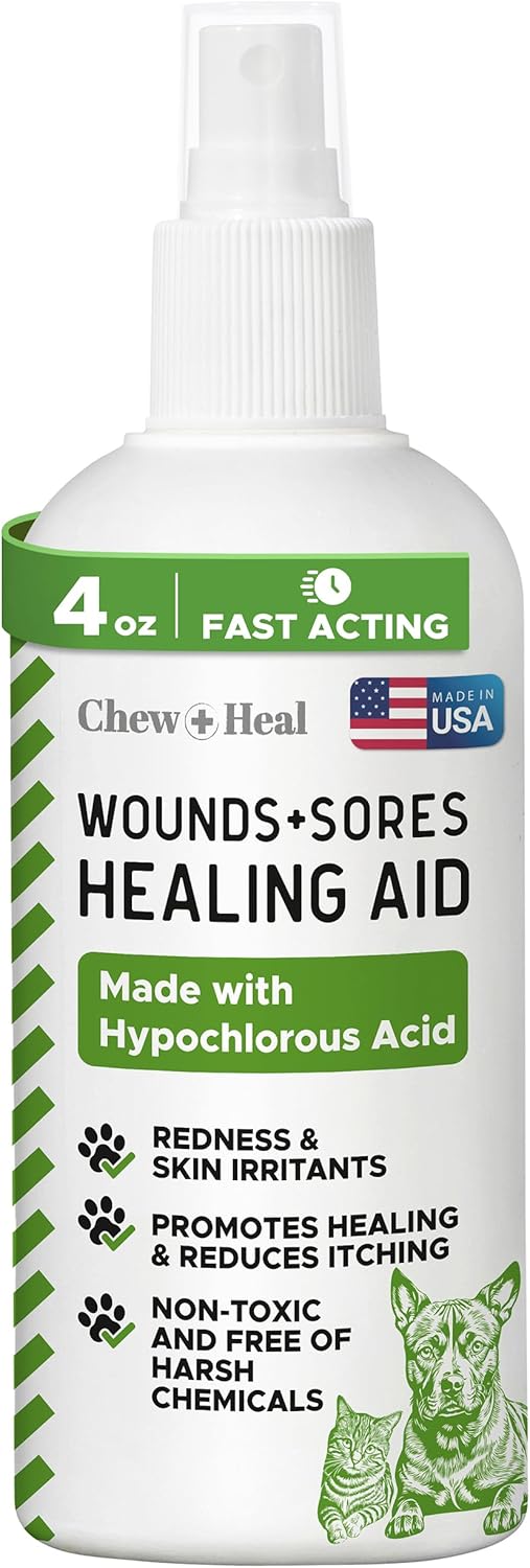 Soothe & Heal Fast - Natural Dog Wound Spray for Cuts, Hot Spots & Itchy Skin - Non-Toxic Hypochlorous Acid - Sting-Free Relief Made in USA, 4 oz