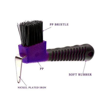 Horse Hoof Pick Brush with Soft Touch Handle (Purple)