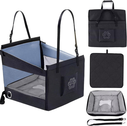 Dog Car Seat Medium Small Size Dog,Foldable Cat Car Seat with Seatbelt,Also Comes with A Pet Bed,Pet Travel Cars Seats
