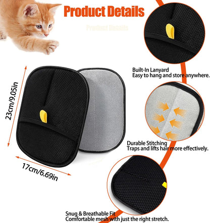 Pet Hair Remover Glove, Reusable Cat Dog Electrostatic Hair Remover Grooming Glove Tool, Double-Sided Static Pet Hair Removal Glove Suitable for Bed Sheets, Sofas