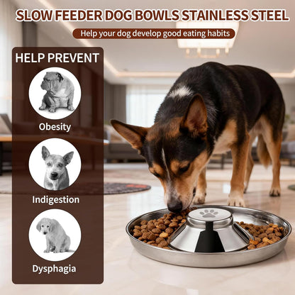 Stainless Steel Dog Bowls, Thickened Durable Replacement Bowls,Slow Feeder Pet Bowl for Cat or Dog Food or Water Dish